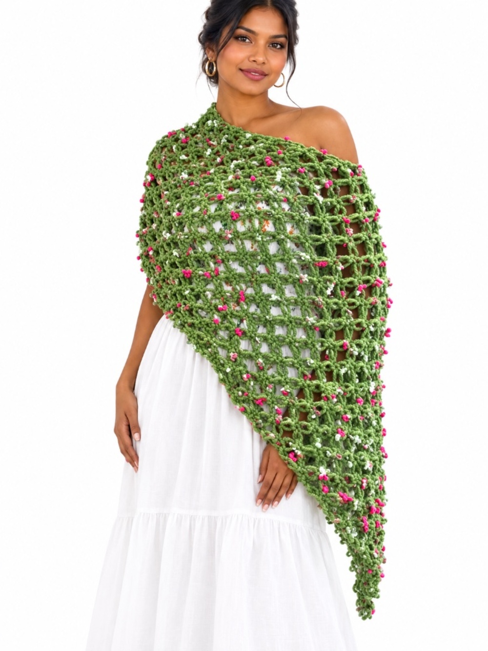 Green Crochet Poncho